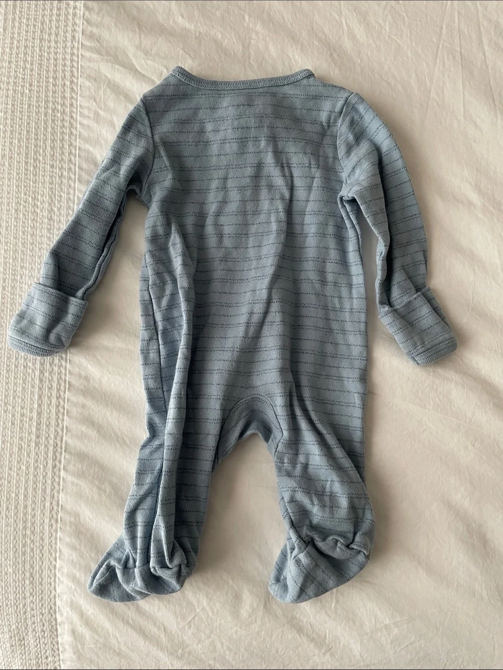 Carter's Light Blue Striped Footed One-Piece Zip Pajama